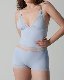 V-neck Lace-trimmed Seamless Stretch Camisole Top and Boxer Briefs Set