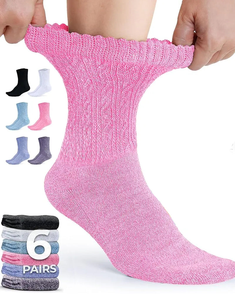 6-Pair Women's Bamboo Fiber Cable Knit Socks Main image