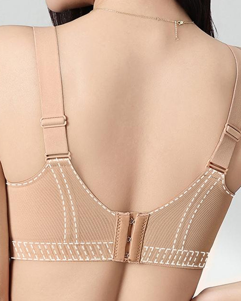 Casual Seamless Wavy Edge Wide Shoulder Straps Underwire Push-up Breathable Bra Secondary image