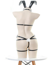 Christmas Sexy Openwork Bunny Girl Patent Leather Lingerie Set