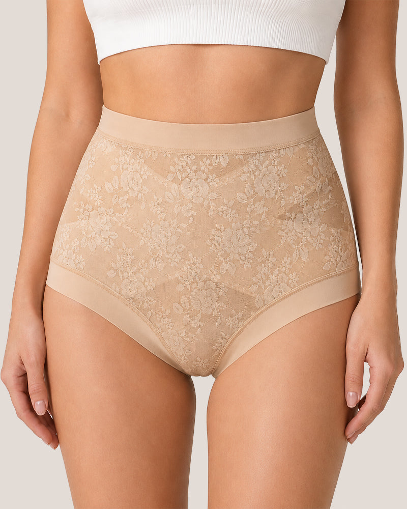 4-Pack High Waist Front Crossover Floral Lace Breathable Panties Main image