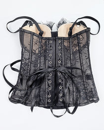 Sexy Strapless Lace Mesh See-through Underwire Bra Back Tie Fishbone Top