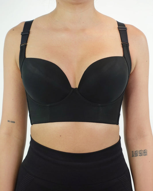 V-neck Wide Back Underwire Long Body Shaping Push-up Bra