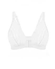 Sexy Deep V-neck Striped Mesh Paneling Front-closure Bra