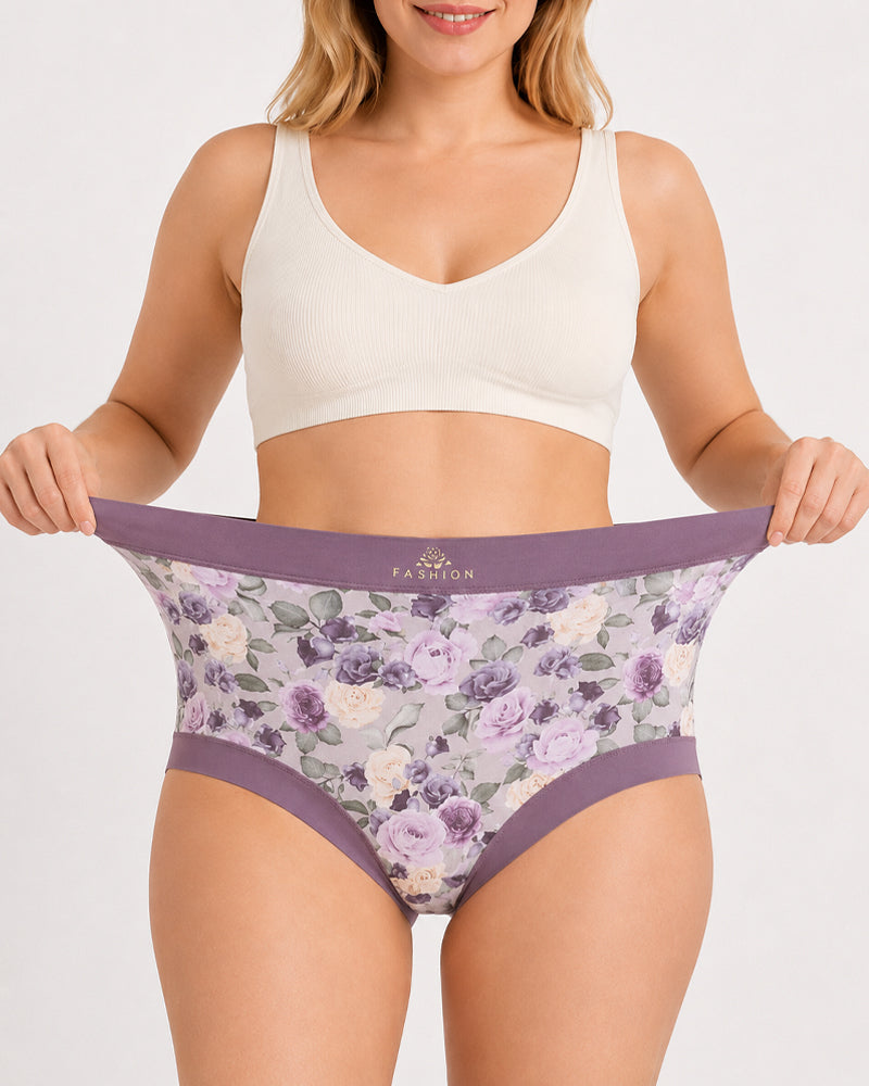 Multiple Packs High Waist Colorblock Floral Print Seamless Panties Secondary image
