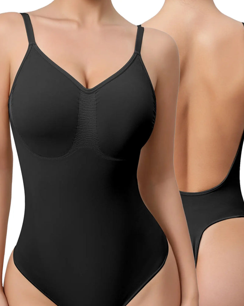 Women's V-neck Breathable Seamless Thong Bodysuit Body Shaper Main image