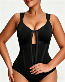Women's Zipper and Hook Double Compression Seamless Wire-Free Shapewear