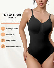 Women's V-neck Breathable Seamless Thong Bodysuit Body Shaper