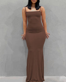 Women's Solid Color Stretch Sleeveless Long Dress