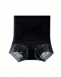Women's High-waisted Tummy-control Butt-lifting Lace-trim Shaping Panties
