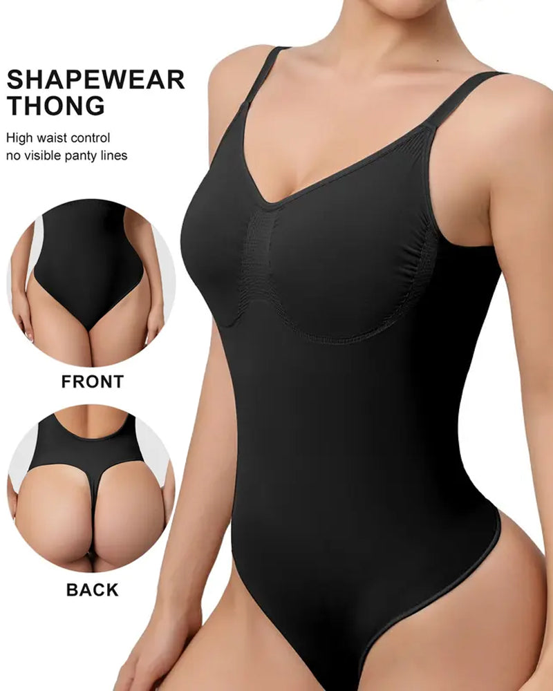 Women's V-neck Breathable Seamless Thong Bodysuit Body Shaper Secondary image