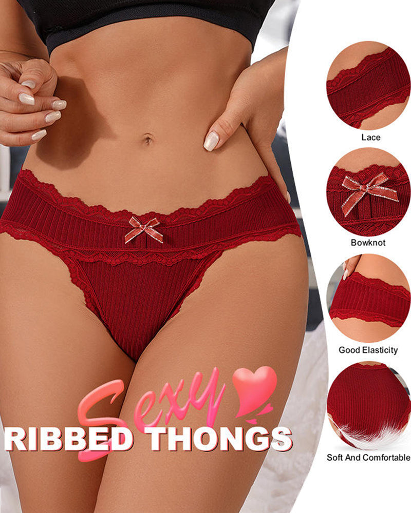 Lace-trimmed Stretchy Comfortable Pure Cotton Crotch Panties Secondary image
