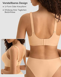 V-neck Comfortable Breathable Seamless Wire-free Push-up Mesh Bra