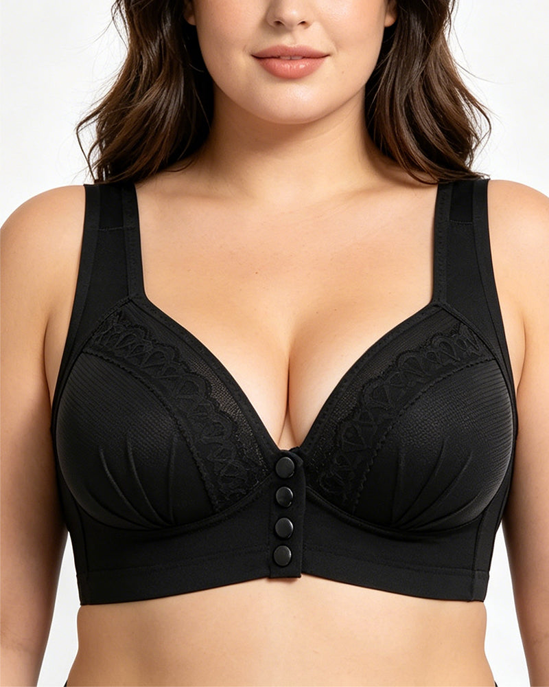 Women's Front-closure Jacquard Lace Breathable Bra Main image