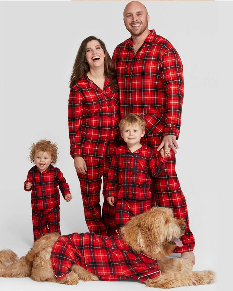 Christmas Red Plaid Print Crew Neck Family Pajama Set Main image