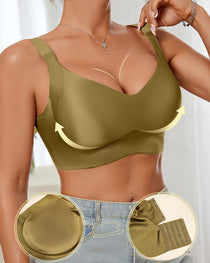 Women's Solid Color Adjustable Wire-Free Seamless Push-Up Breathable Bra