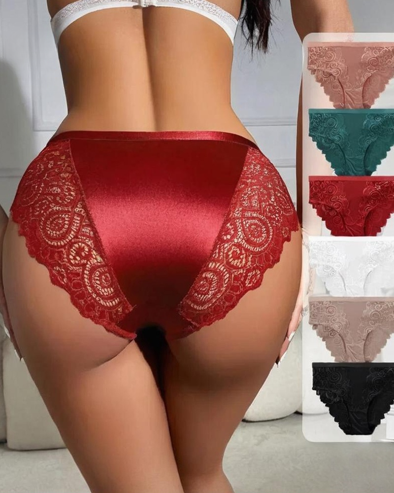 Women's High-waisted Floral Lace Breathable Comfortable Panties Main image