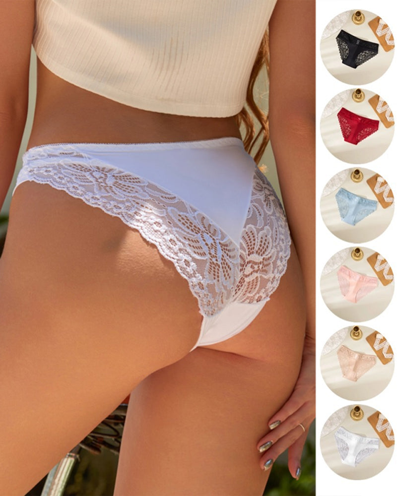 Sexy Lace-trimmed Ice Silk Seamless Breathable Panties Main image