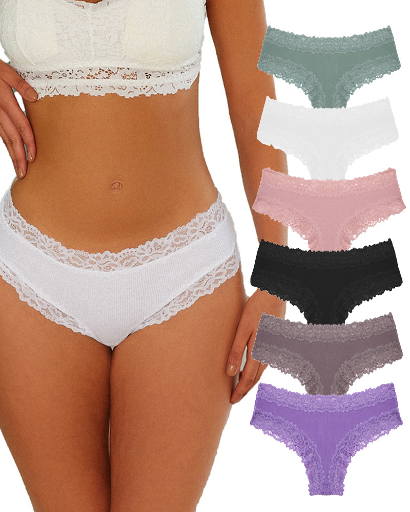 Comfortable Sexy Mid-Rise Lace-Trimmed Cotton Crotch Briefs Main image