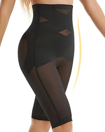 Women's Double Cross Mesh Seamless High Waist Tummy Lifting Buttocks Shaping Tights