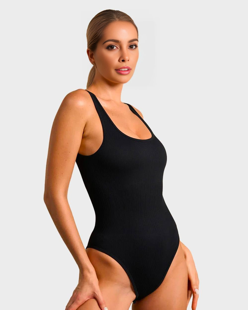 Wide Strap Backless Thong Bodysuit Main image