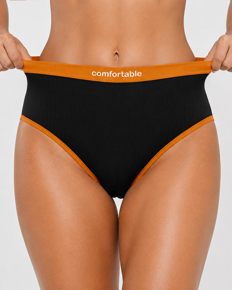 5-Pack Pure Cotton High Waist Colorblock Briefs