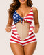 American Flag Stars Stripes Built-in Shaping One-Piece Swimsuit