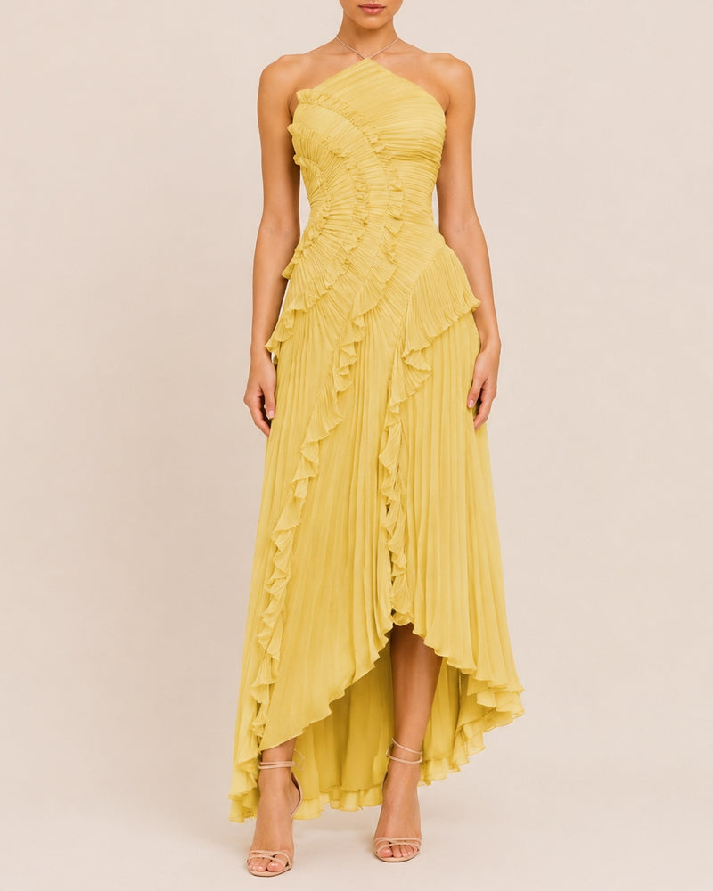 Halter Neck Backless Ruffled Maxi Dress Main image