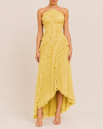 Halter Neck Backless Ruffled Maxi Dress