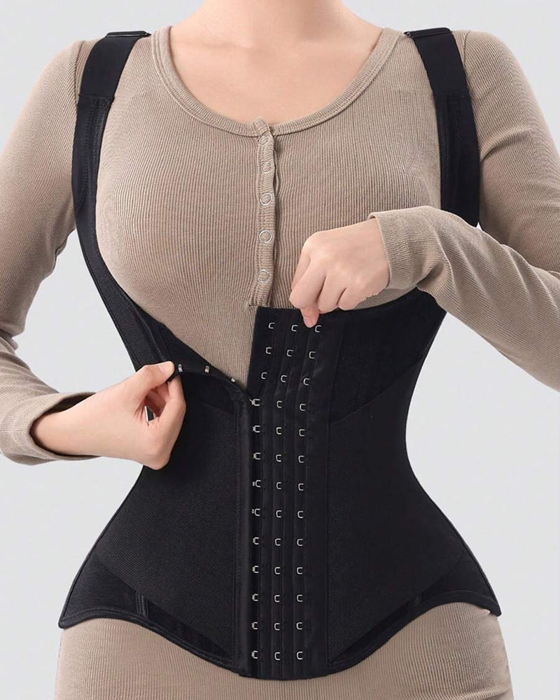 Women's Tummy Control Mesh Breathable Adjustable Straps Waist Trainer Body Shaper