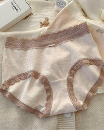 Five-pack Pure Cotton High Waist Lace-trimmed Briefs