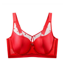 Satin Mesh See-through Patchwork Underwire Plus Size Push-up Bra