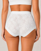 4-Pack High Waist Front Crossover Floral Lace Breathable Panties