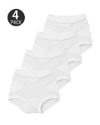 4-Pack High Waist Front Crossover Floral Lace Breathable Panties