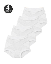 4-Pack High Waist Front Crossover Floral Lace Breathable Panties