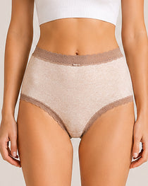 Five-pack Pure Cotton High Waist Lace-trimmed Briefs