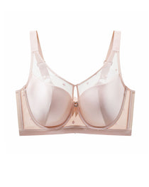 Satin Mesh See-through Patchwork Underwire Plus Size Push-up Bra