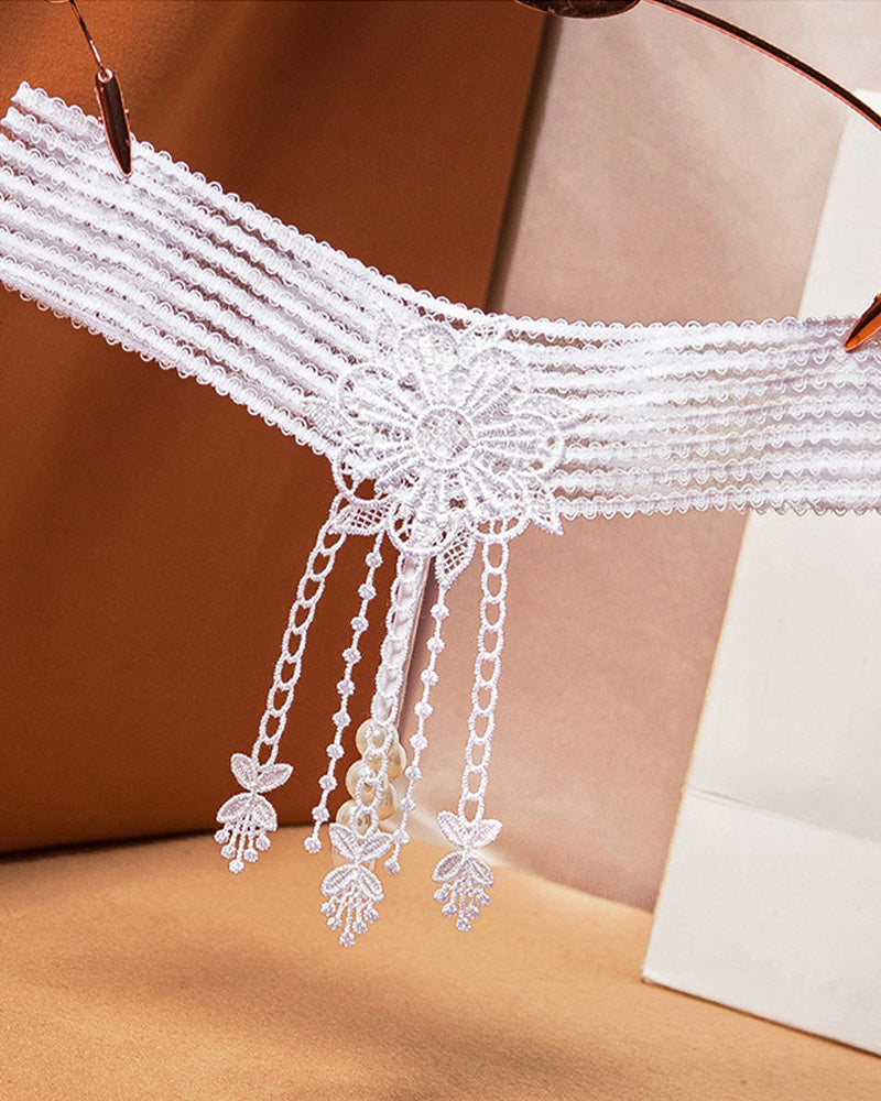 Sexy Tassel Open Crotch Pearl Massage Thong