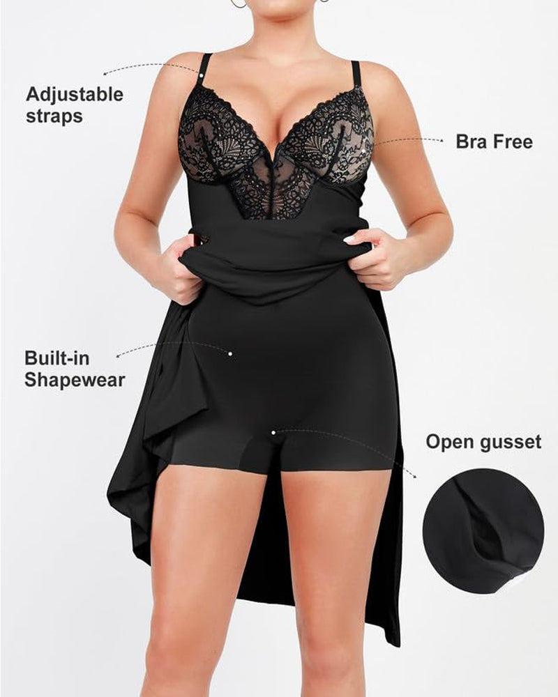 Sleeveless Deep V-Neck Lace Built-in Shapewear Set Maxi Dress Secondary image