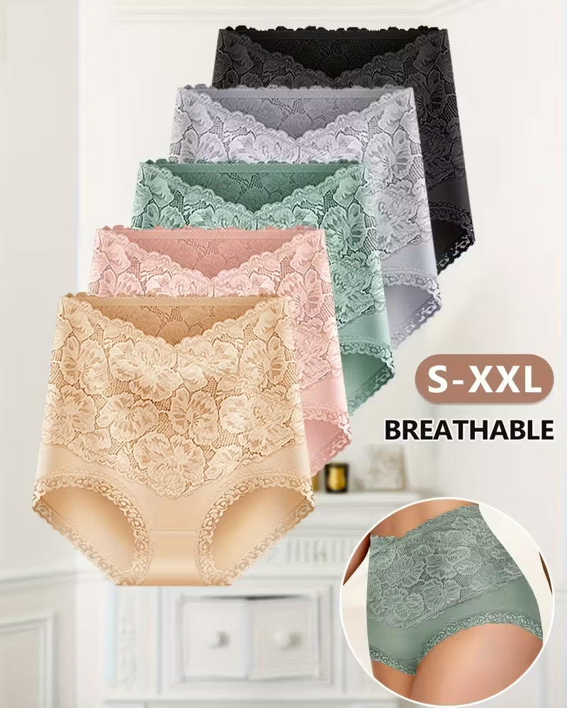 Women's High-waisted Tummy-controlling Lace Cotton Comfortable Breathable Panties Secondary image