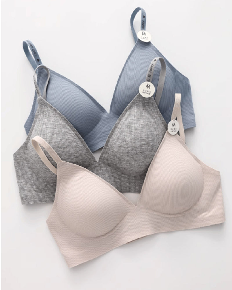 Deep V Seamless Letter Thin Straps Wire-Free Comfort Bra Secondary image