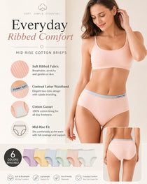Multi-pack Pure Cotton Colorblock Ribbed Seamless Briefs