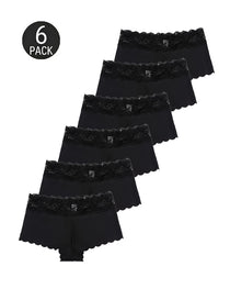 Six-Pack Seamless Ice Silk Lace Trim Print Boxer Briefs