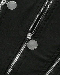 Black Sexy Irregular Zipper Cutouts Sleeveless Top