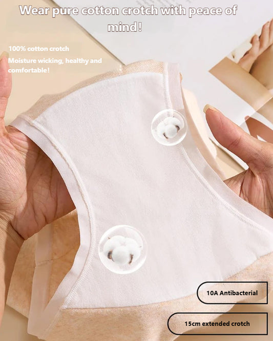 Plus Size 10A Antibacterial Cotton Extra Long Crotch High Waist Comfortable Briefs