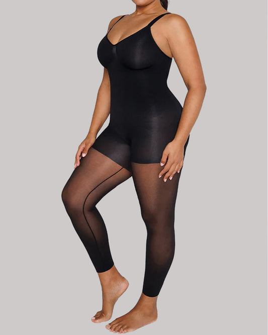 Full-body Shaping Seamless Mesh Paneling Tummy Control Butt Lifting Slimming Bodysuit