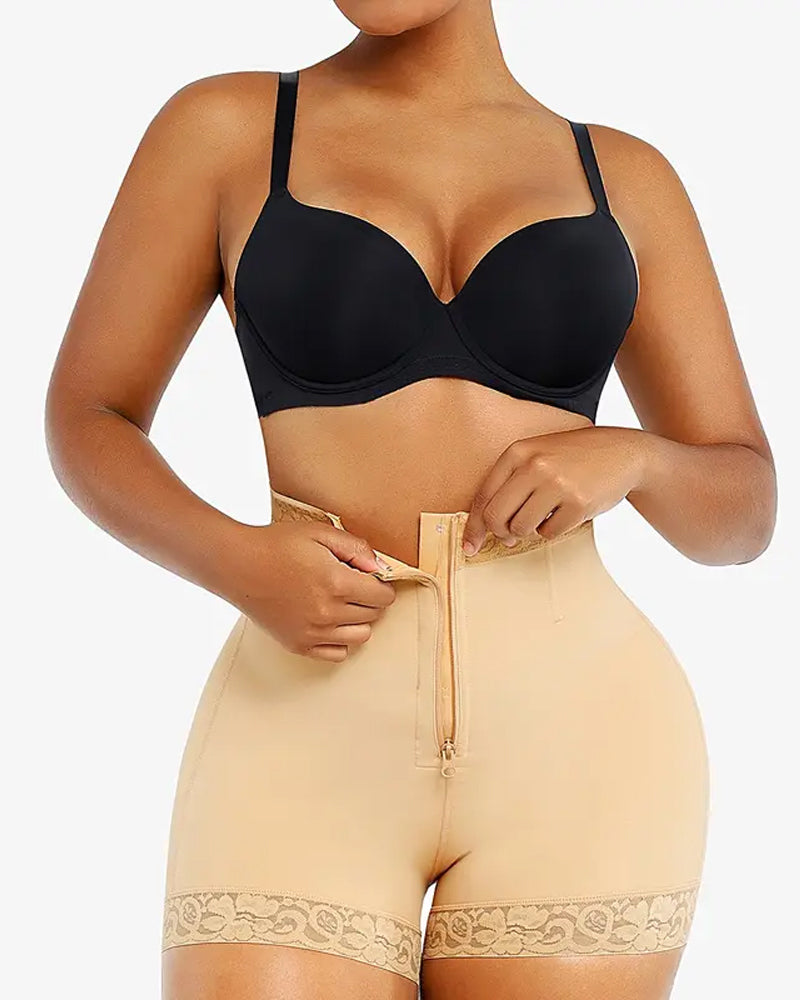 Women's Lace-trimmed Zipper Hook-eye Tummy Control Hip-lifting Shaping Shorts Main image