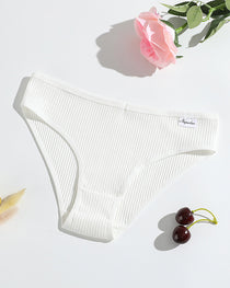 Women's Solid Color Vertical Striped Knit Stretch Seamless Thong