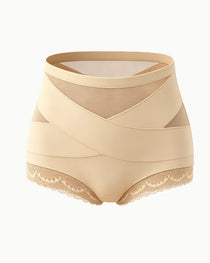 Women's High-waisted Crossover Lace Mesh Breathable Panties