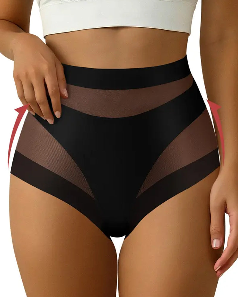 Women's High-Waisted Mesh Panel Elastic Breathable Seamless Invisible Panties Main image